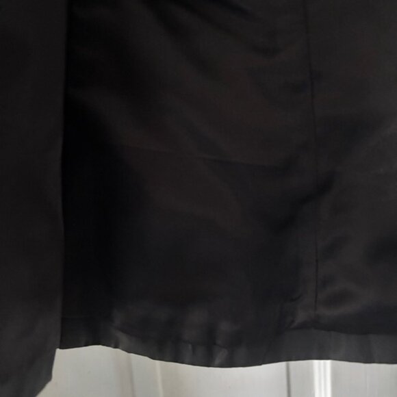 Jessica McClintock Vintage Black Satin Faux Fur Blazer Jacket Zip Up Size S / M - Picture 7 of 11